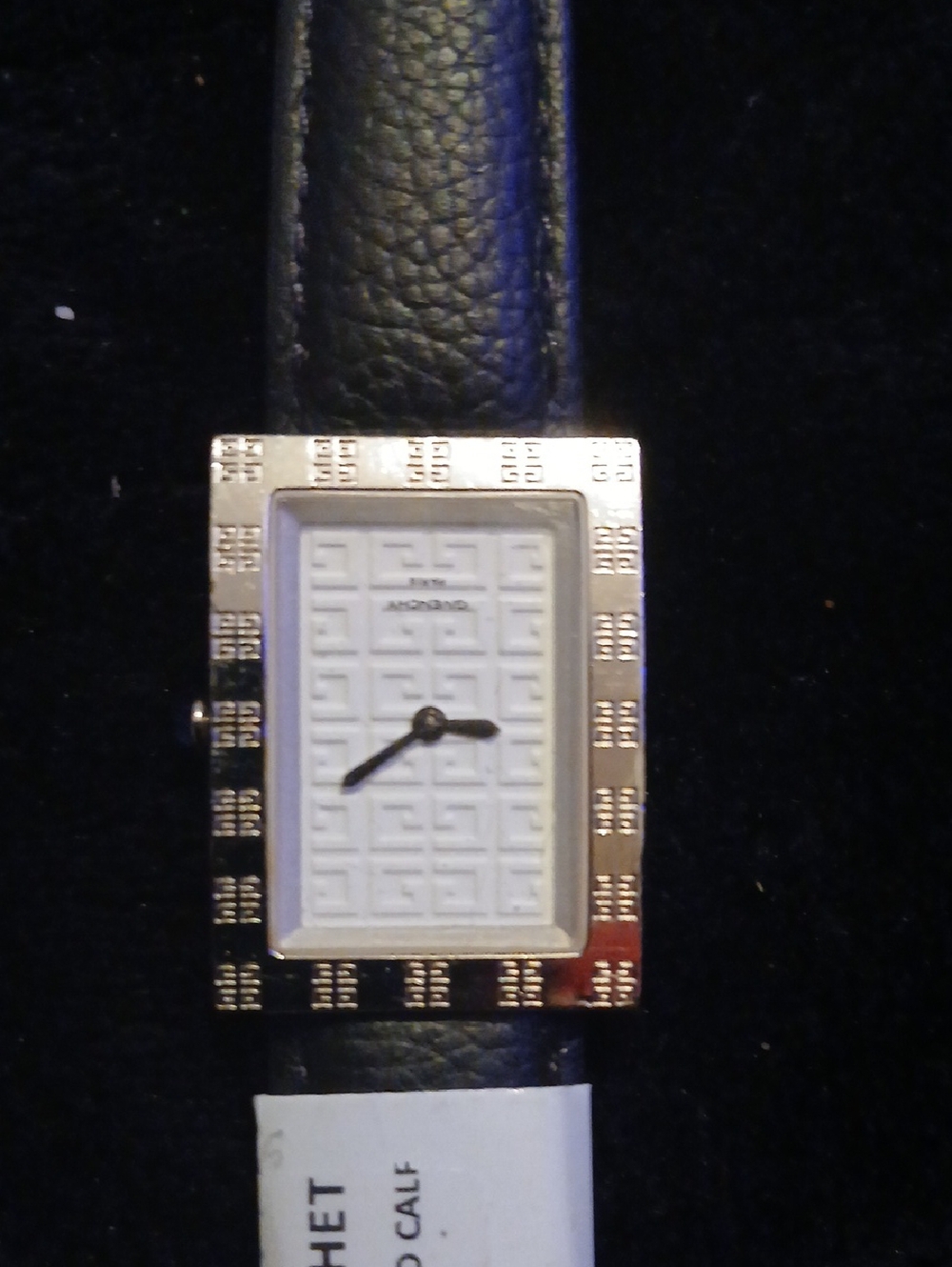 Givenchy Silver-Tone Rectangular Watch with Black Strap Dress Watch Elegant